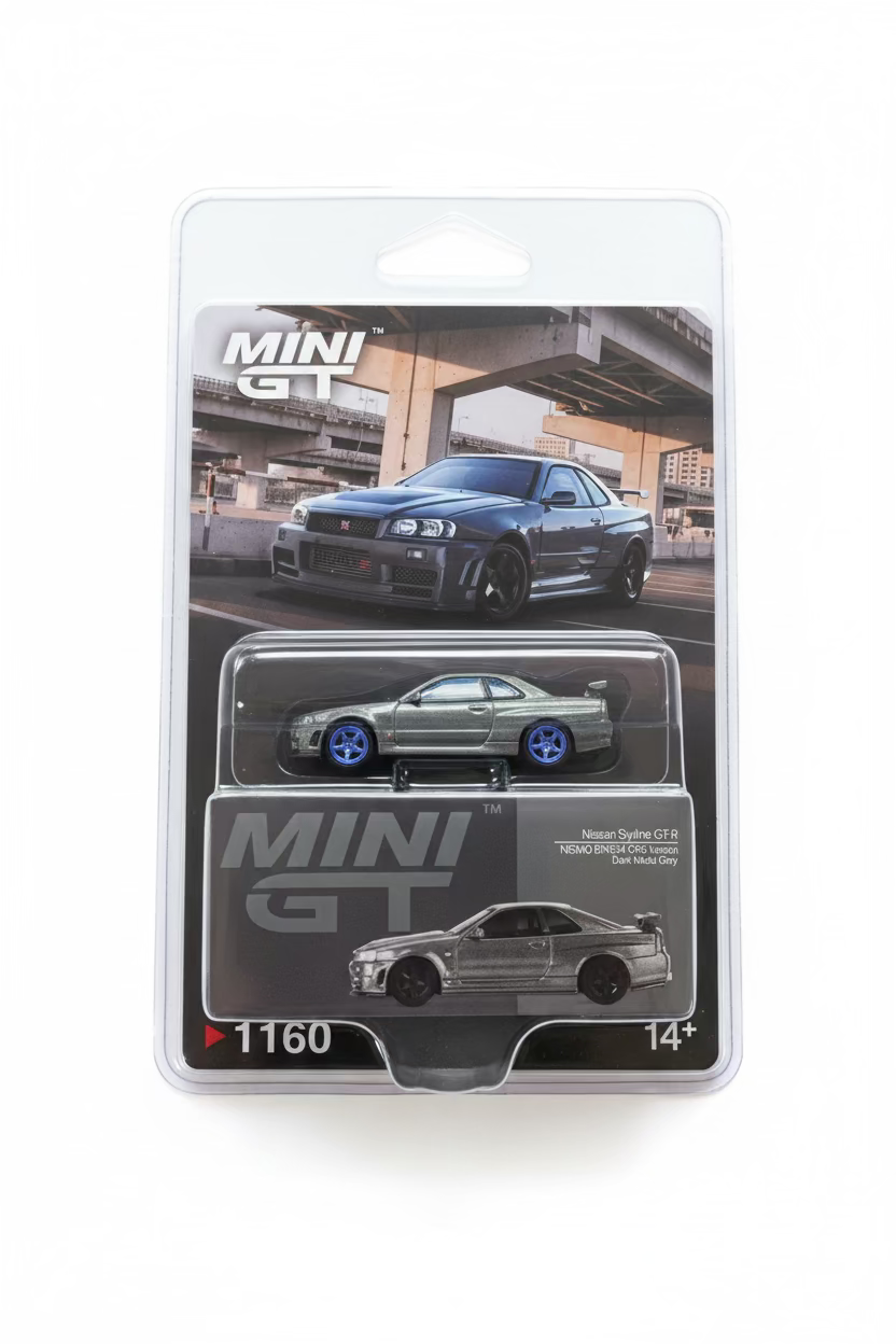 MINI GT NISSAN SKYLINE GT-R NISMO BNR34 CRS VERSION DARK METAL GRAY (CHASE)