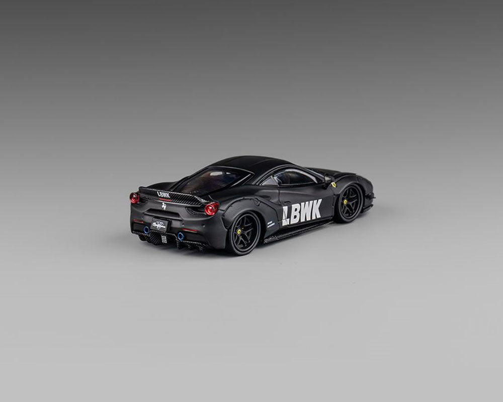 (PRE ORDER) CM MODEL 1/64 LBWK Liberty Walk F488 Widebody Indonesia Exclusive – Matted Black with Carbon – Limited Edition