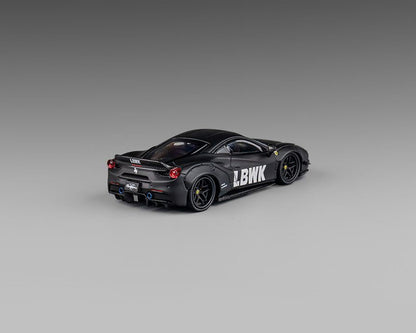 (PRE ORDER) CM MODEL 1/64 LBWK Liberty Walk F488 Widebody Indonesia Exclusive – Matted Black with Carbon – Limited Edition