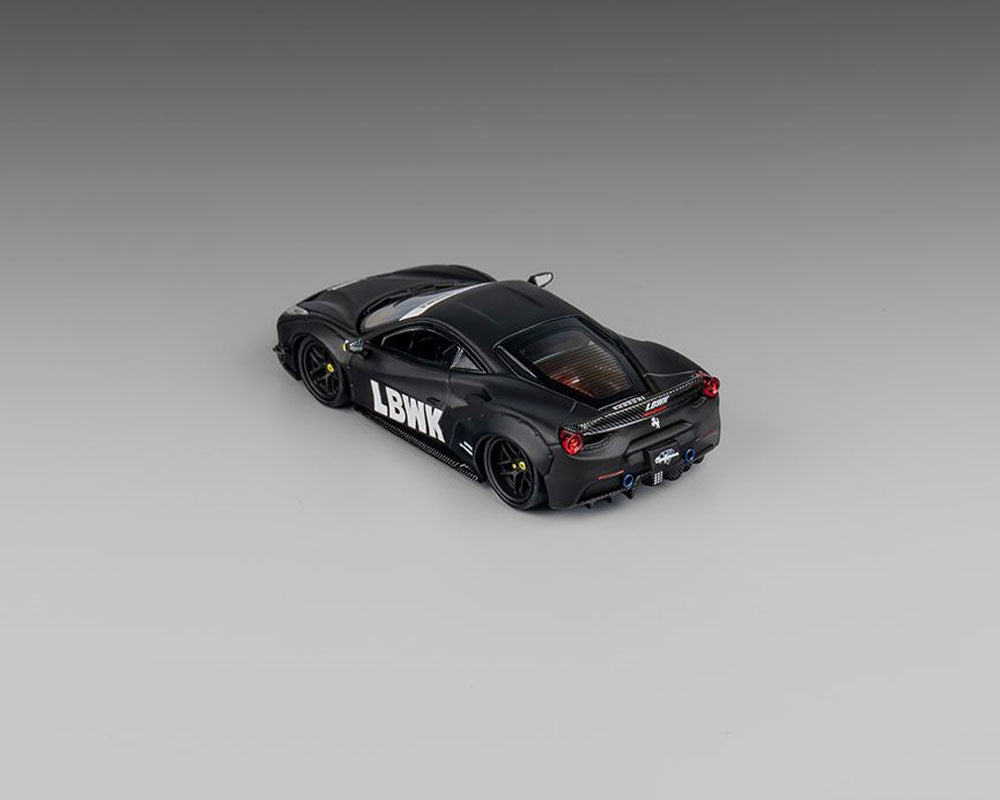 (PRE ORDER) CM MODEL 1/64 LBWK Liberty Walk F488 Widebody Indonesia Exclusive – Matted Black with Carbon – Limited Edition