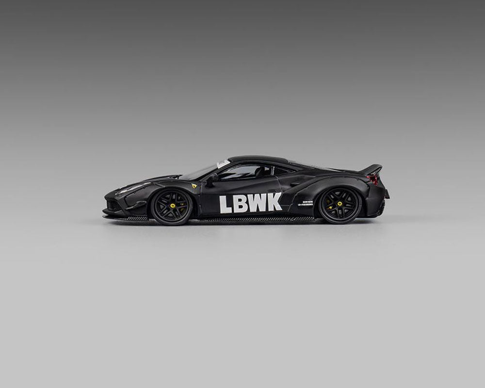 (PRE ORDER) CM MODEL 1/64 LBWK Liberty Walk F488 Widebody Indonesia Exclusive – Matted Black with Carbon – Limited Edition