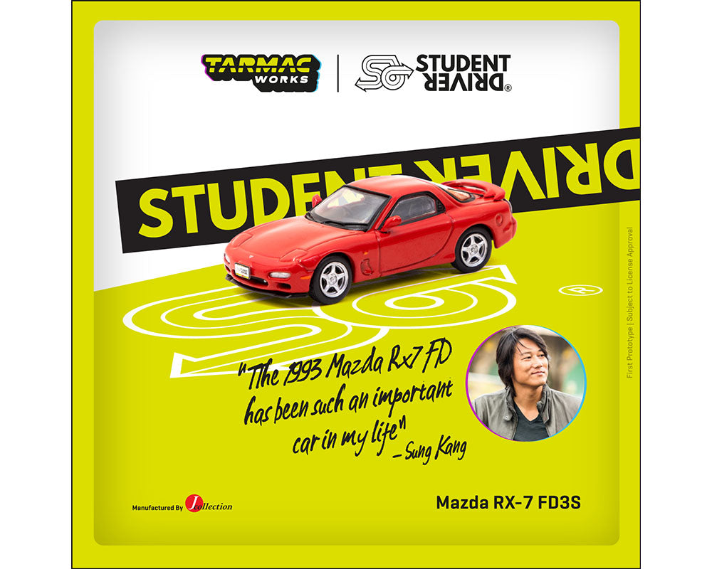 (PRE ORDER) Tarmac Works 1:64 Mazda RX-7 FD3S &quot;STUDENT DRIVER&quot; RED - J COLLECTION