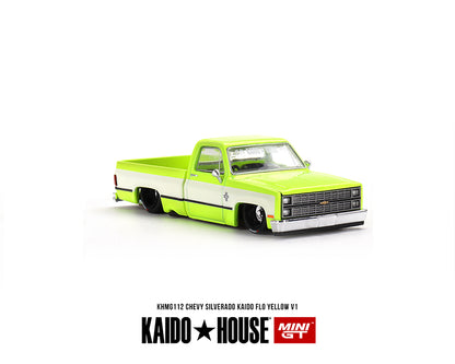 Kaido House x Mini GT 1:64 Chevrolet Silverado Kaido FLO V1 YELLOW CHROME