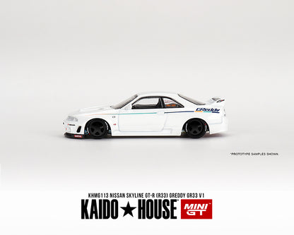 Kaido House x Mini GT 1:64 Nissan Skyline GT-R (R33) GREDDY GR33 V1 - WHITE