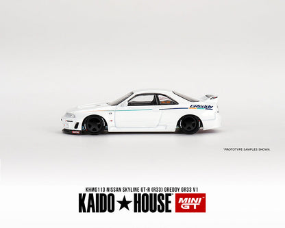 (PRE ORDER) Kaido House x Mini GT 1:64 Nissan Skyline GT-R (R33) GREDDY GR33 V1 - WHITE