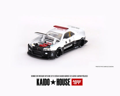 (PRE ORDER) Kaido House x Mini GT 1:64 Nissan Skyline GT-R (R34) KAIDO WORKS V2 AERO POLICE