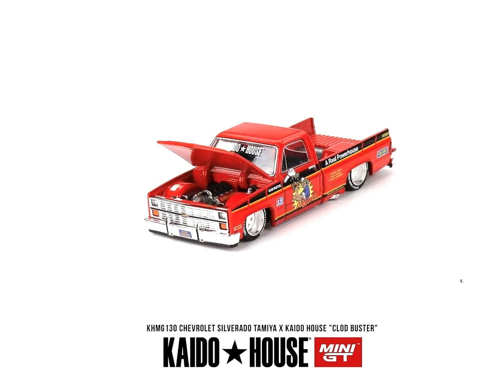 Kaido House x Mini GT 1:64 Chevrolet Silverado Tamiya x Kaido House ” CLOD BUSTER” – Orange