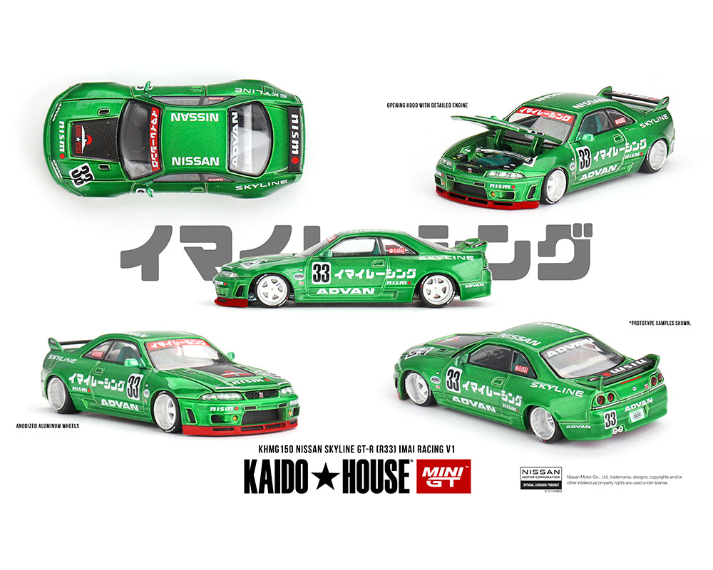 *Kaido House x Mini GT 1:64 Nissan Skyline GT-R (R33) Imai Racing V1- Green