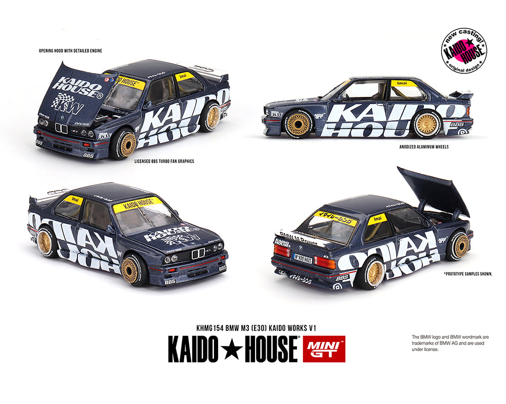 (PRE ORDER) Kaido House x Mini GT 1:64 BMW M3 (E30) Kaido Works V1 – Dark Blue