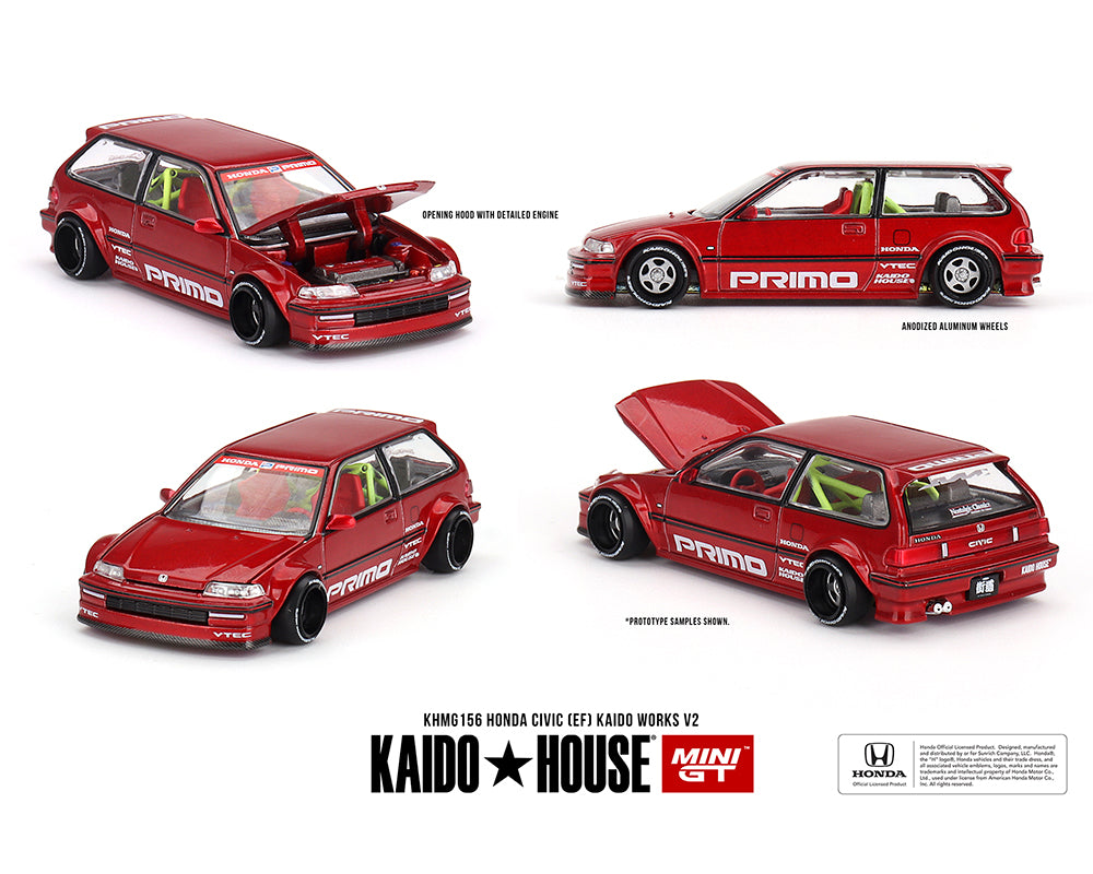 (COMING SOON) Kaido House x Mini GT 1:64 Honda Civic (EF) Kaido Works V2- M Red