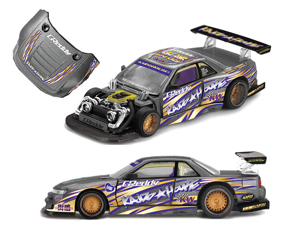 (COMING SOON) Kaido House x Mini GT 1:64 Nissan Silvia S13-R Kaido Drift V1 Greddy – Gunmetal Gray