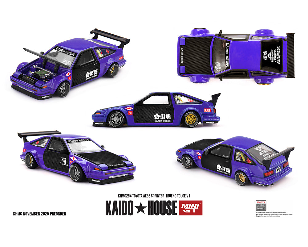 (COMING SOON) Kaido House x Mini GT 1:64 Toyota AE86 Sprinter Trueno TOUGE V1- Blue