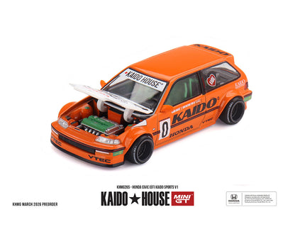 (COMING SOON) Kaido House x Mini GT 1:64 Honda Civic (EF) Kaido Sports V1 – Orange – Limited Edition