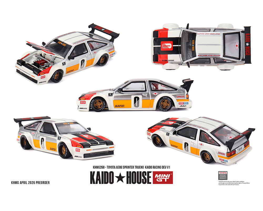 (COMING SOON) Kaido House x Mini GT 1:64 Toyota AE86 Sprinter Trueno Kaido Racing Dev V1 – White