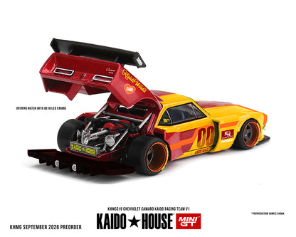 (COMING SOON) Kaido House x Mini GT 1:64 Chevrolet Camaro Kaido Racing Team V1- Red with Yellow Two-Tone