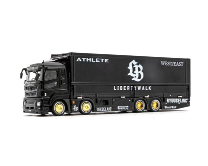 (PRE ORDER) GCD 1/64 Liberty Walk LB-Trucks Mitsubishi Fuso Super Great Transporter Athlete – Black