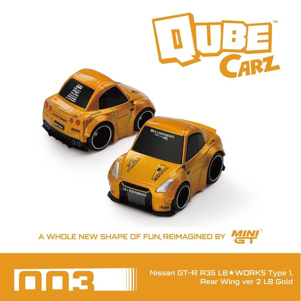 Mini GT Qube Carz Series 1 Liberty Walk  Nissan GT-R R35 LB-Works Type 1 Rear Wing ver 2 LB Gold