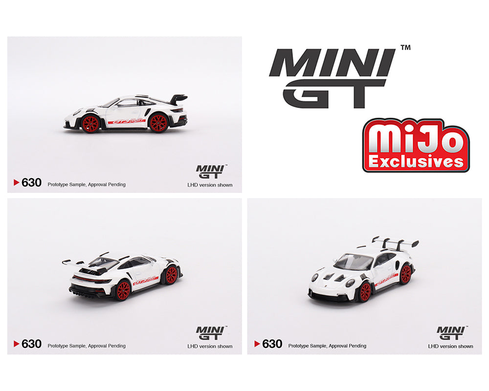 (PRE ORDER) 1:64 Porsche 911 (992) GT3 RS – White with Pyro Red Accent Package – MiJo Exclusives