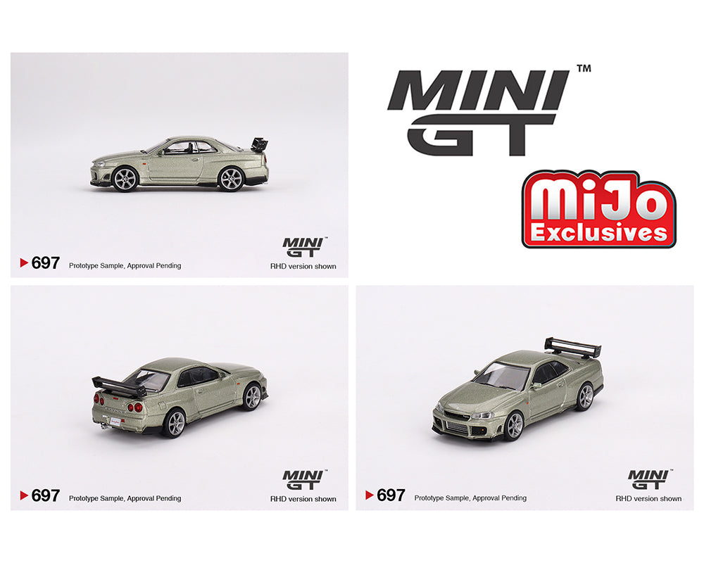 MINI GT 1/64 Nissan Skyline GT-R (R34)Tommykaira R-z Millenium – Jade- MiJo Exclusives