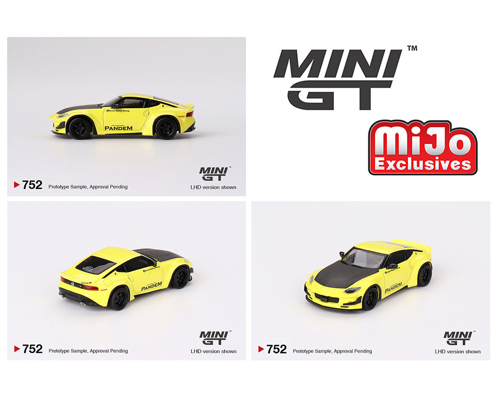 (PRE ORDER) MINI GT 1/64 Nissan Z Pandem – Ikazuchi Yellow – MiJo Exclusives
