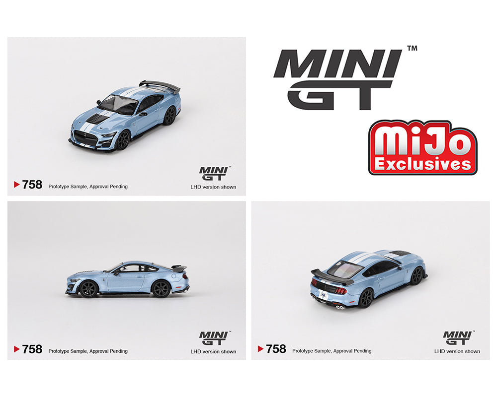 (PRE ORDER) MINI GT 1/64 Ford Mustang Shelby GT500 Heritage Edition – blue – MiJo Exclusives