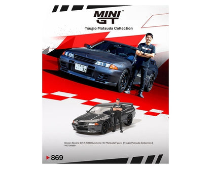 Mini GT 1:64 Nissan Skyline GT-R (R32) Nismo Gunmetal W/ Matsuda Figure – Tsugio Matsuda Collection