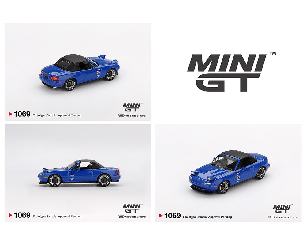 (COMING SOON) MINI GT 1/64  Mazda Miata MX-5 (NA) Tuned Version – Dark Blue