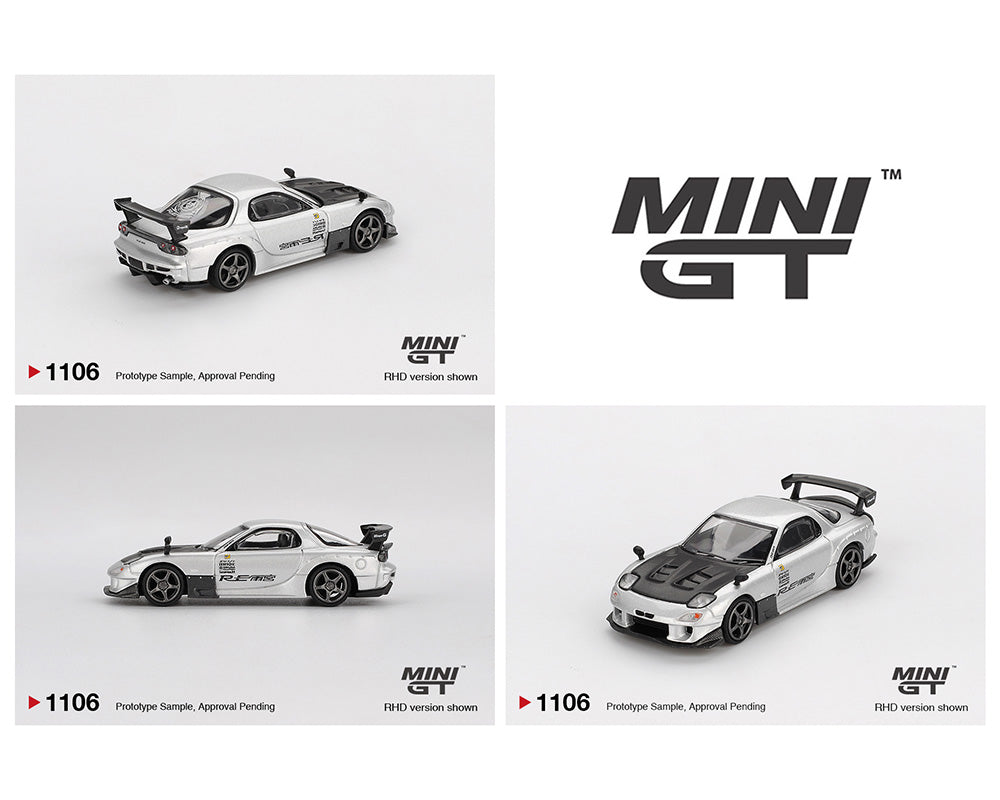 (COMING SOON) MINI GT 1/64 Mazda RX-7 RE-Amemiya – Silver Metallic