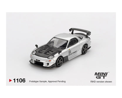 (COMING SOON) MINI GT 1/64 Mazda RX-7 RE-Amemiya – Silver Metallic