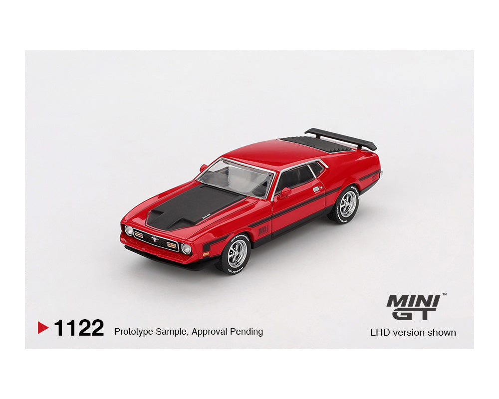 (COMING SOON) MINI GT 1/64 Ford Mustang Mach1 1971 – Race Red – Mijo Exclusives