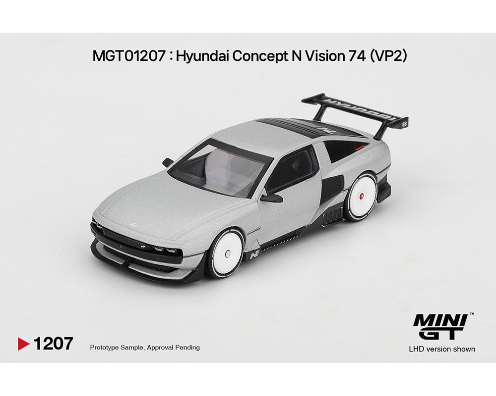 (COMING SOON) MINI GT 1/64 Hyundai Concept N Vision 74 (VP2) – Silver – Korea Exclusive