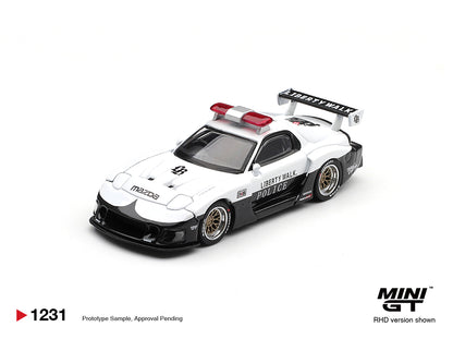 (COMING SOON) MINI GT 1/64 MAZDA RX-7 LB-Super Silhouette Police – White – Limited Edition