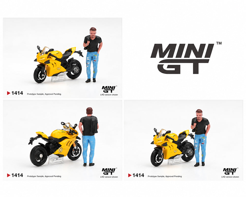 (COMING SOON) MINI GT 1:64 Ducati Panigale V4 S with Ducati Figure Yellow – Limited Edition