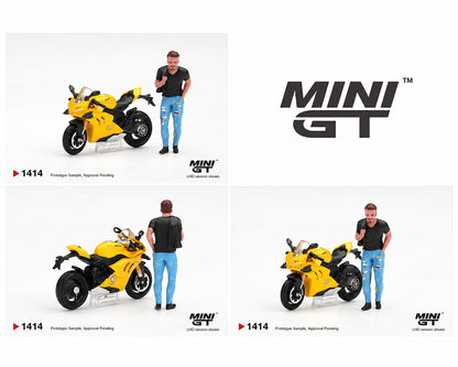 (COMING SOON) MINI GT 1:64 Ducati Panigale V4 S with Ducati Figure Yellow – Limited Edition