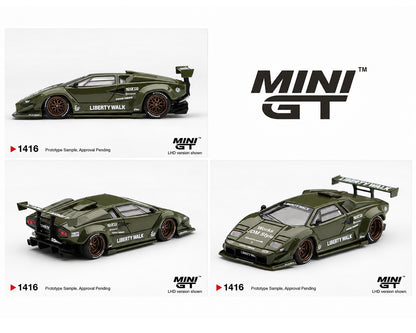 (COMING SOON) MINI GT 1:64 Lamborghini Countach LB-WORKS Army Green – Limited Edition
