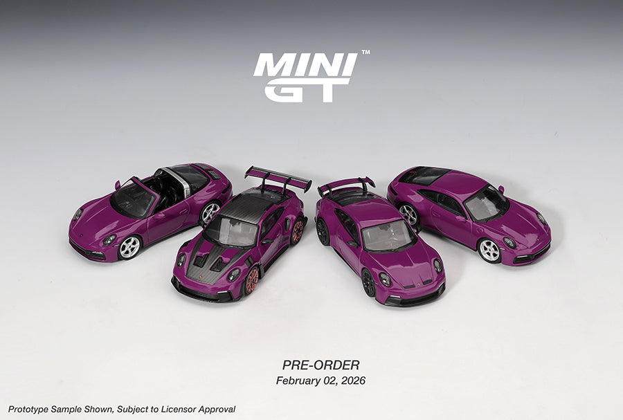 (COMING SOON) MINI GT 1/64 Porsche 911 (992.1) Rubystone Red Set of 4 – Special Edition
