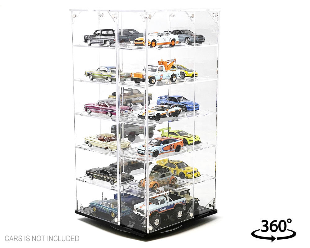 SHOWCASE 1/64 24-Cars Display Desk Top Spinner with Cover (6.5″x 6.5″x13.5″) – Mijo Exclusives