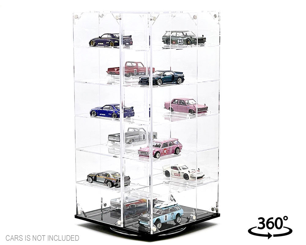 (PRE ORDER) SHOWCASE 1/64 24-Cars Display Desk Top Spinner with Cover (6.5″x 6.5″x13.5″) – Mijo Exclusives