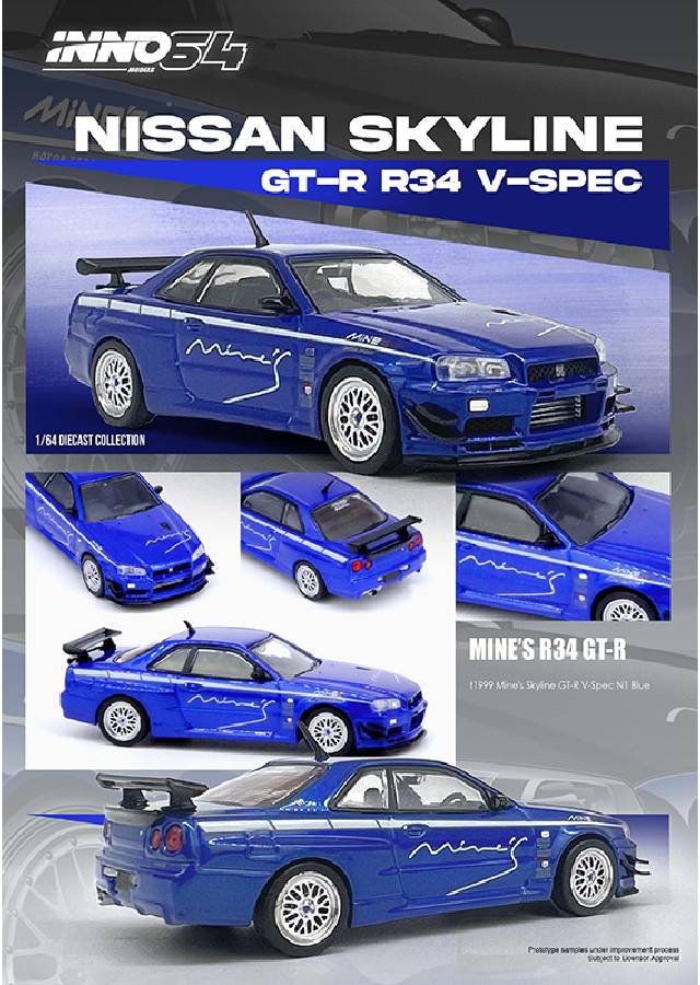 (PRE ORDER) INNO64 1/64 Nissan Skyline GT-T (R34) V-SPEC TUNED BY &quot;MINE&