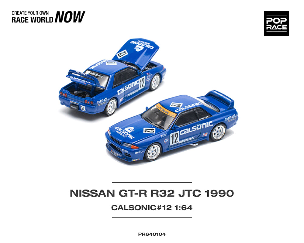 POP RACE 1/64 NISSAN SKYLINE GT-R R32 JTC 1990 CALSONIC 