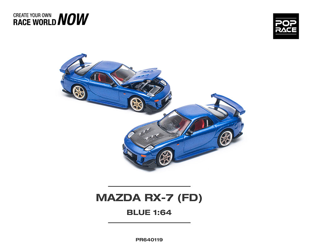 (PRE ORDER) POP RACE 1/64 MAZDA RX-7 (FD3S) RE-AMEMIYA WIDEBODY METALLIC BLUE