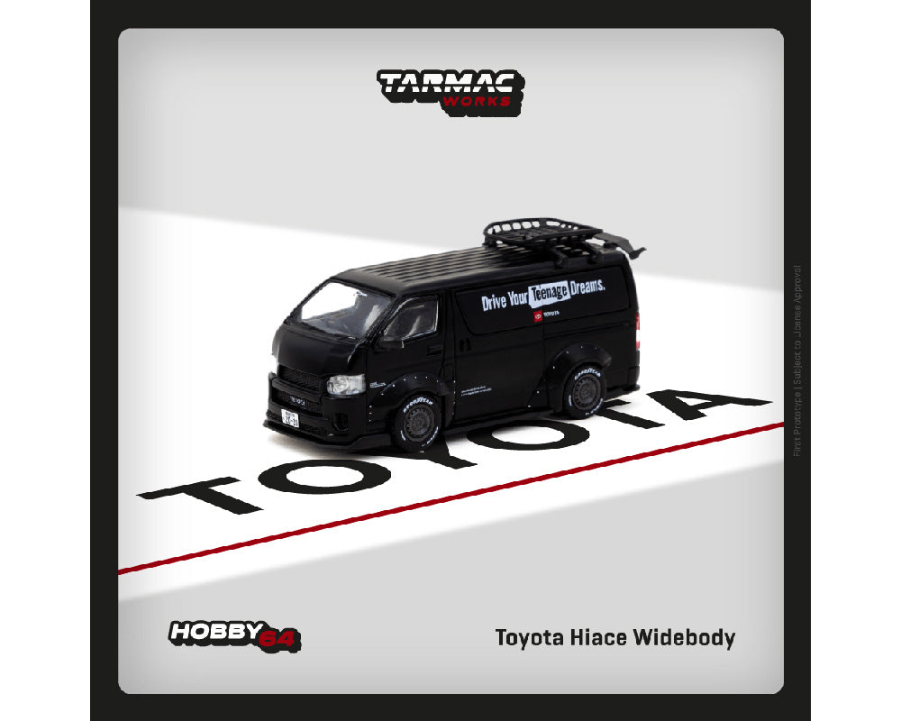 Tarmac Works 1:64 TOYOTA HIACE WIDEBODY WITH RACK - BLACK - HOBBY64