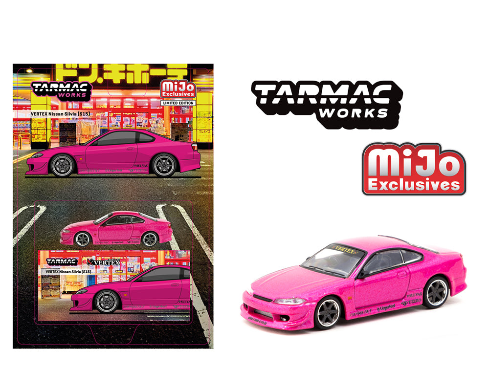 (PRE ORDER) Tarmac Works 1:64 VERTEX Nissan Silvia (S15) – Pink Metallic – MiJo Exclusives