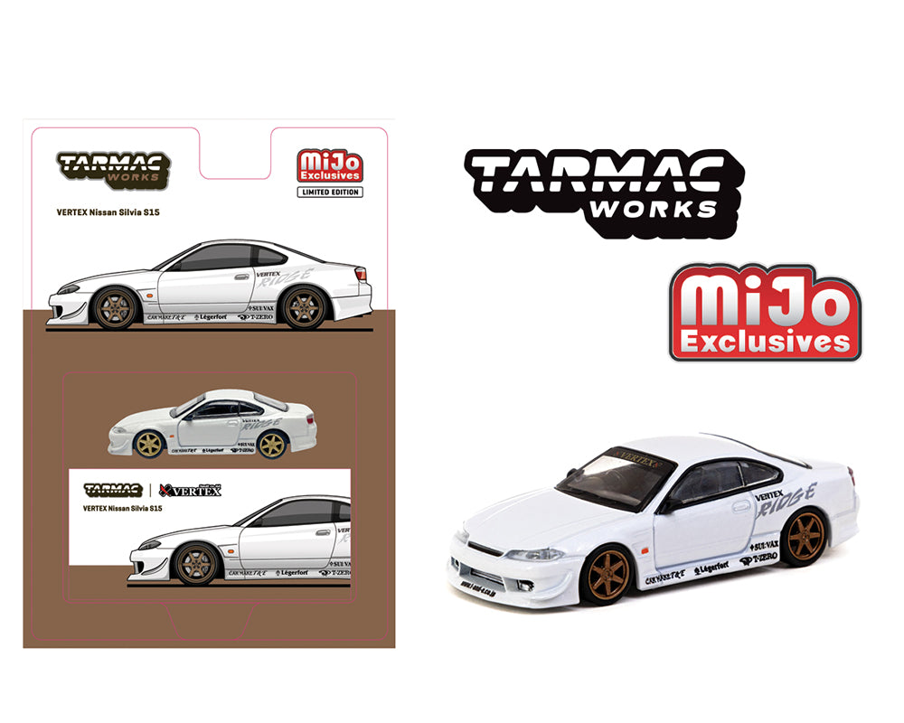 Tarmac Works 1/64 VERTEX Nissan Silvia S15 – White – Global64 – Mijo Exclusives