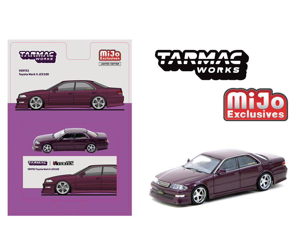 Tarmac Works 1/64 VERTEX Toyota Mark II JZX100 – Purple – Global64 – MiJo Exclusives (Copy)