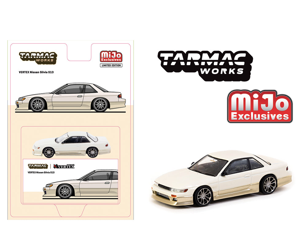 (PRE ORDER) Tarmac Works 1/64 VERTEX Nissan Silvia S13 – WHITE – MiJo Exclusives
