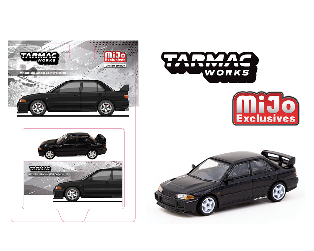 (PRE ORDER) Tarmac Works 1:64 Mitsubishi Lancer GSR Evolution III- Black – Global64 – Mijo Exclusives