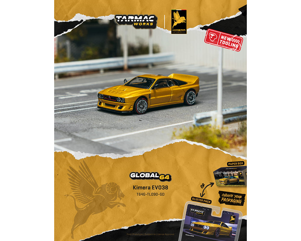 (COMING SOON) Tarmac Works 1:64 Kimera EVO38 – Gold – Global64 – Limited Edition