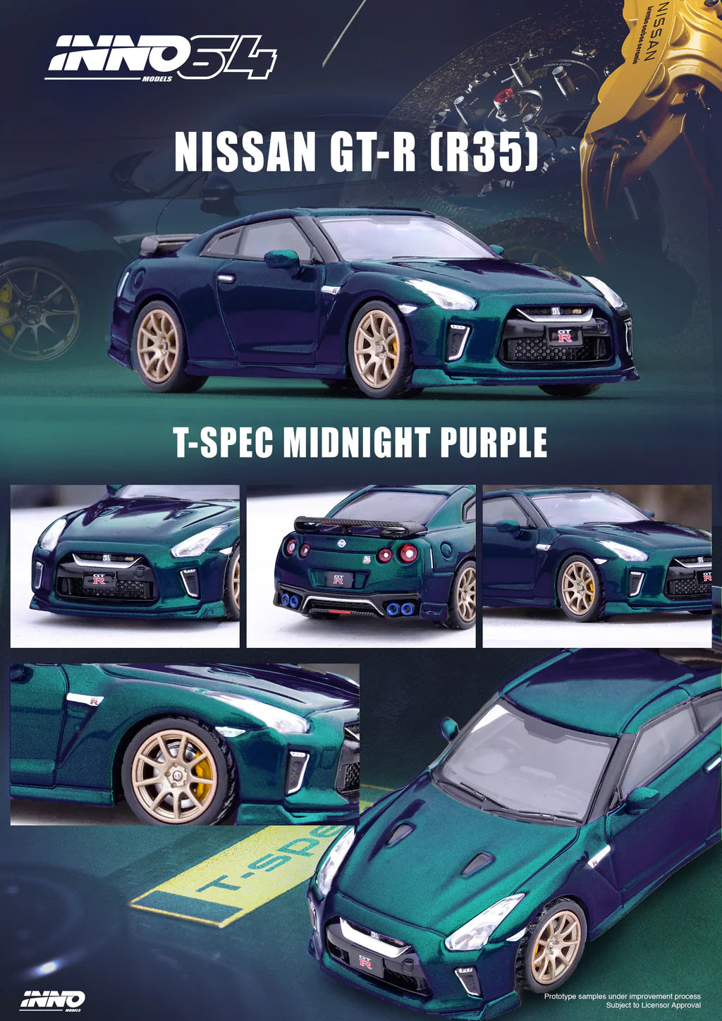 INNO64 1/64 NISSAN SKYLINE GT-R R35 T-SPEC MIDNIGHT PURPLE