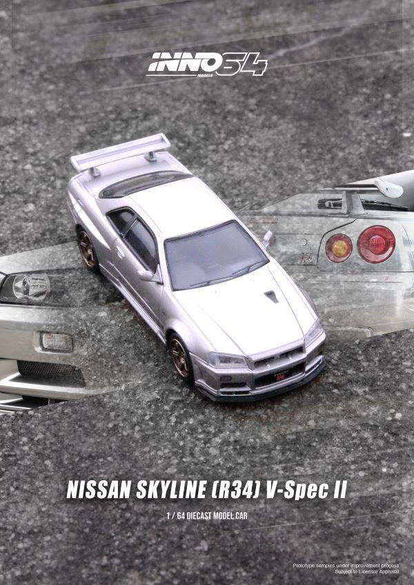 INNO64 1/64 Nissan Skyline GT-T (R34) V-SPEC II SILVER